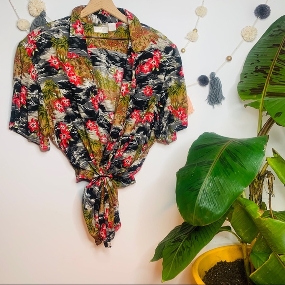VINTAGE y2k oversized Hawaiian button up popover - Picture 10 of 13